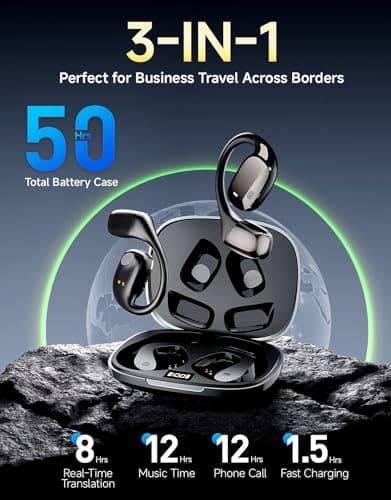 AI Translation Earbuds Real-Time, 144-Language Translator Earbuds with 6 Translation Mode, Audifonos Traductores Inglés Español, Wireless Translating Earbuds for International Travel, Business - Thumbnail 4