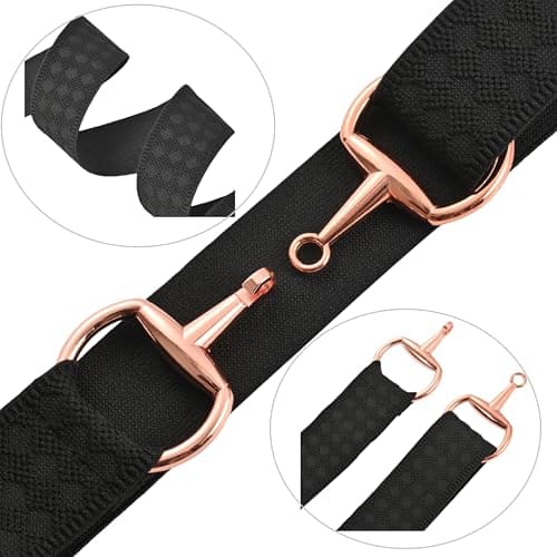 SSKKBX 1.5 inch Equestrian Elastic Belt, Women's Snaffle Bit Buckle Belt, Horses Belt Stocking Stuffer Key Strap for Horseback Riding (Black/Brown) - Thumbnail 3
