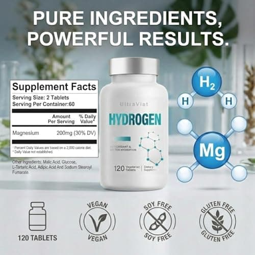 Hydrogen Water Tablets with Magnesium, H2 Molecular Hydrogen Tablets for Drinking Water, Supports Energy Metabolism, Cognitive & Antioxidant, 120 Count - Thumbnail 6