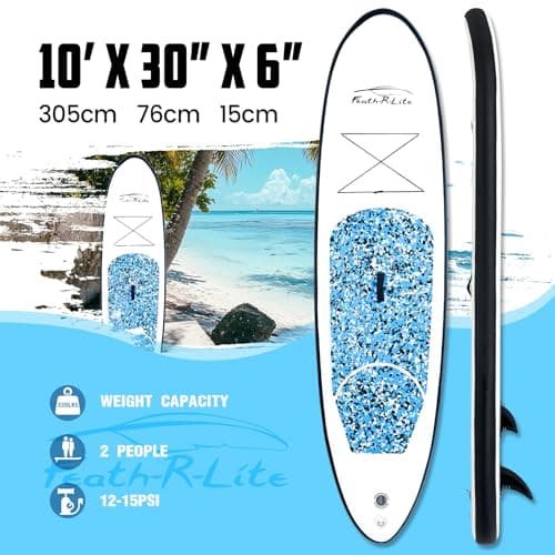 FEATH-R-LITE Inflatable Stand Up Paddle Board 10'x30''x6'' Ultra-Light (16.7lbs) SUP with Paddleboard Accessories,Three Fins,Adjustable Paddle, Pump,Backpack, Leash - Thumbnail 2