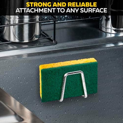 Stainless Steel Sponge Holder for Kitchen Sink – Compact & Durable Kitchen Sink Sponge Holder – Easy to Install, Keeps Item Dry, Saves Storage Space | Suitable for Metal, Glass, Ceramic, Wood & More - Thumbnail 6