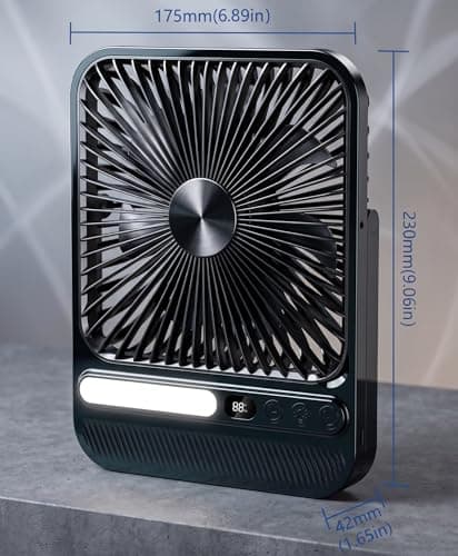 BIVBTP 7-Inch Portable Travel Fan, Cruise Ship Approved, 28H 8000mAh Ultra-Thin Quiet Rechargeable Battery Operated Desk Fan with Timer & LED Display for Bedroom, Office, Camping - Thumbnail 2