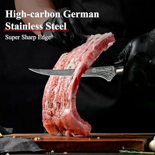 Sunnecko Boning Knife with Pakkawood Handle,6 inch High Carbon German Stainless Steel Fillet Knife for Meat and Poultry - Thumbnail 3