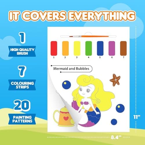 YPLUS Paint with Water Books for Toddlers, Watercolor Painting Paper, Gift for Kids Ages 1-3, 2-4, 4-6, Art Craft Gift for Drawing with Brush - Sea - Thumbnail 4