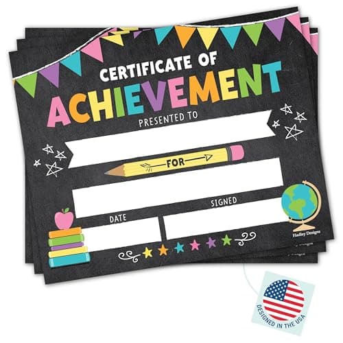 Classroom Award Certificates for Students -25 Certificate of Achievement Awards, Gold Star Certificate Paper, Preschool Graduation Certificates for Kids, Kindergarten Diploma, Star Student Honor Roll - Image 1