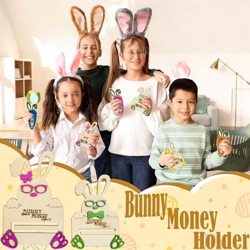 Easter Bunny Money Holder for Cash Gift,Cards Holder Basket Tag,Stuffers for Toddler,Kids,Teens,Gifts for Baby Boy,Girl,Grandchildren,Easter Basket Decorations (Blue) - Thumbnail 6