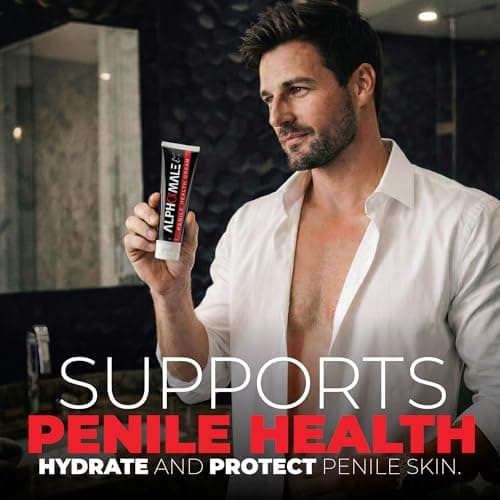 AlphaMale Premium Penile Health Creme Daily Moisturizer for Sensitive Skin - Aloe, Coconut oil, CoQ10 and Allantoin for Dry, Sensitive Skin - Fragrance-Free Cream - Made in USA - 4oz - Thumbnail 4