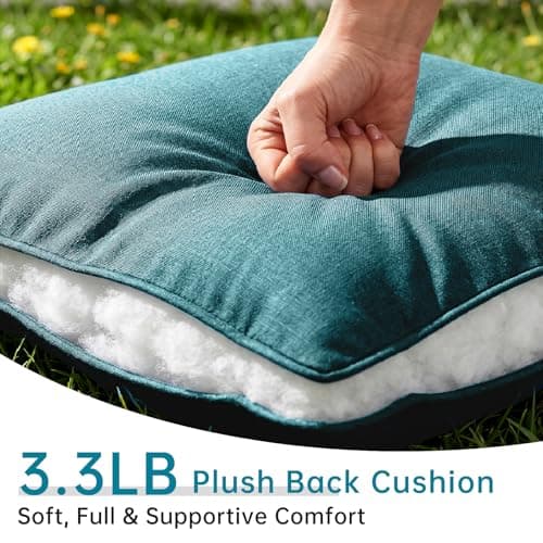 Opohoro Outdoor Chair Cushions-Patio Chair Cushions Set with Removable Cover 22 X 25 Inch Outdoor Cushions for Patio Furniture Chair Sofa Couch-Peacock Blue - Thumbnail 6