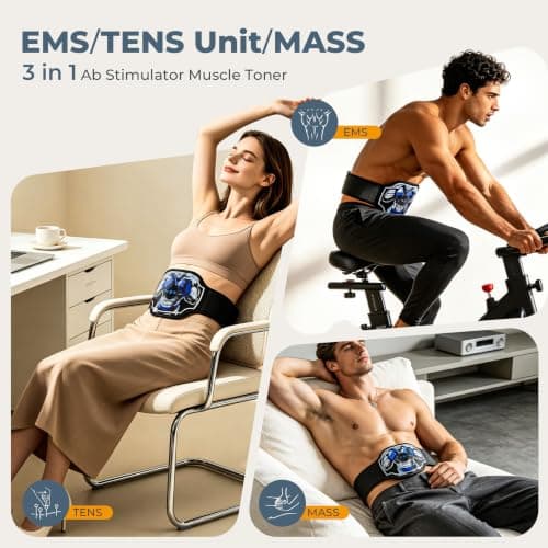 MASTOGO FDA Cleared 3-in-1 Tens EMS Unit AB Belt for Muscle Recovery - Thumbnail 2