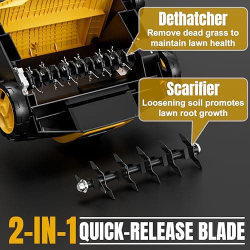 Dethatcher and Scarifier, 16-Inch 15 Amp Electric Lawn Dethatcher with 13.2 Gal Collection Bag, 5-Position Depth Adjustment, 2-in-1 Corded Power Rake & Aerator Tool - Thumbnail 2