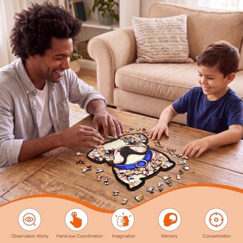 GAKICO 135pcs Wooden Jigsaw Puzzle: Colored Dog Shaped Wooden Puzzle Unique Animal Shape Jigsaw Puzzles, Artistic Home Decor, Mindful Challenge & Creative Gifts for GOG Lovers - Thumbnail 6