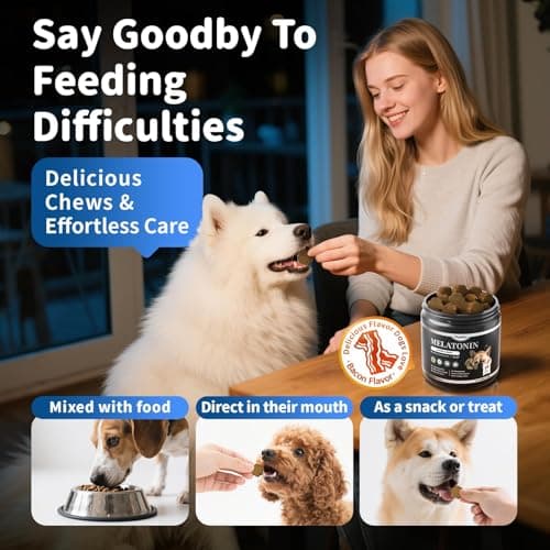 Dog Melatonin Calming Chews for Nighttime Sleep, Natural Relaxation & Stress Support for Dogs & Puppies Calming Treats, Barking, Separation, Anxiety, Fireworks, Upgraded Bacon Flavor, 90Ct - Thumbnail 5