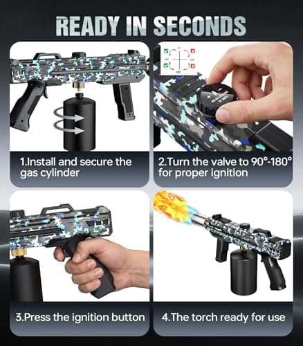 Powerful Propane Torch Gun, Kitchen cooking Torch lighter with Adjustable Flame, Flame Thrower Gun Butane Torch for Searing Steak, BBQ, Campfire, Fireplace (Tank Not Included)(Camouflage) - Thumbnail 5