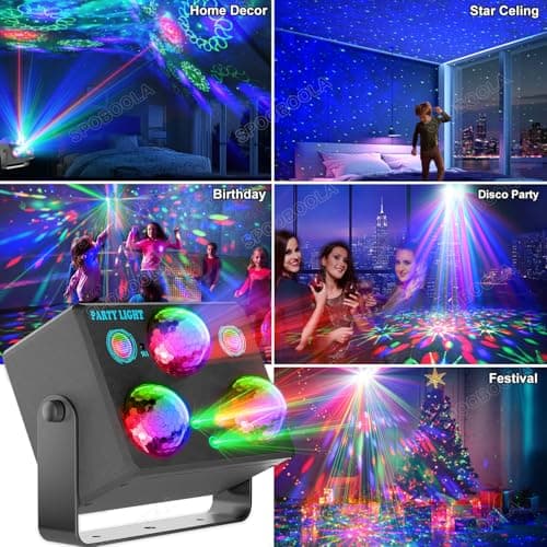Party Lights,Disco DJ Strobe Light Rave Stage Projector Effect Dance Club Light Sound Activated with Remote Control for Parties Home Show KTV Pub Dance Christmas - Thumbnail 2