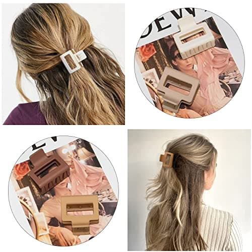 HFLYJPYW 8 Pack Small Claw Clips for Women Girls Double Row Teeth Medium Hair Clips Matte Claw Clips for Thin Hair No Slip Hair Clips for Short Hair Accessories (Dark Series) - Thumbnail 6