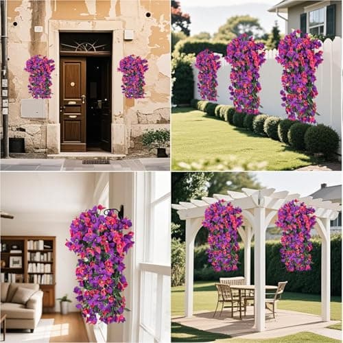BSMYBO Bougainvillea Artificial Hanging Flowers Plants for Outdoors UV Resistant Faux Trailing Hanging Vine Outdoor Plants for Front Porch, Balcony, Patio, Outdoor Planter (Mix Color-2PCS) - Thumbnail 2