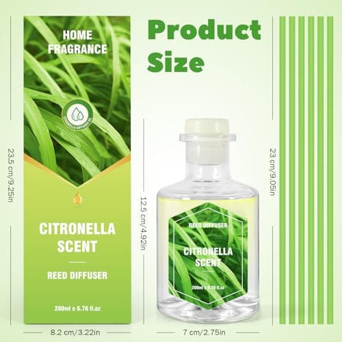 SCENTORINI Citronella Reed Diffuser Set, 6.7 Fl Oz Summer Scented Diffusers for Home, Citronella Oil Reed Diffusers, Suitable for Bedroom, Bathroom, Patio, Camping, Courtyard, Pool, Outdoor Use - Thumbnail 6