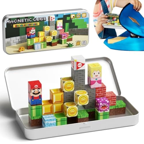 MEIQ Mini Magnetic Blocks STEM Toys for Kids Ages 3-8, 35PCS Travel Building Set with Magnetic Storage Tin Box, Educational Construction Toys for Toddlers, Preschool Birthday Gift for Boys & Girls - Image 1