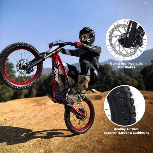 RFN 36V 3-Speed Stunt Jump Bike – 800W Electric-Dirt-Bike, Lightweight Aluminum Frame Electric Bike, BMX Dual Hydraulic Disc Brakes, 21.7 mph Max Speed, 24.2-Mile Range for Ages 12+ - Thumbnail 4