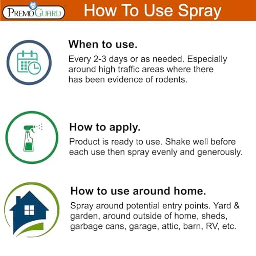 Rodent Repellent Spray by Premo Guard - 32 oz - Natural Child & Pet Safe - Uses Peppermint Oil to Repel Mice, Rats, Skunks, Raccoons, Deer & Other Unwanted Animals - Ready to Use for Indoor & Outdoor - Thumbnail 6