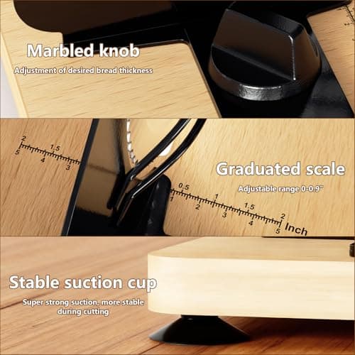 Upgraded Manual Bread Slicer for Homemade Bread with 20 Bags and Acrylic Cover, Adjustable Thickness Bread Cutter, Sourdough Slicer Serrated Blade with Scale Line and Suction Cup for Baguettes - Thumbnail 4