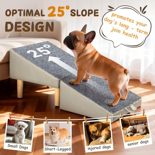 Foldable Lightweight Dog Ramp for Small Dogs - Built-in Pet Stairs for Elderly Small Dogs & Injured Puppies, 13.1'H Pet Ramp for Couch & Low Bed, Multi-Use as Footstool - Thumbnail 3