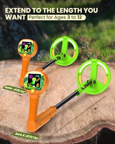 Metal Detector for Kids, Intuitive Color LCD Display, 6.7” Glowing LED Coil, Kid-Safe Lightweight with Adjustable Handle & 4” Precision Deepth, Perfect Educational Gift for Kids Ages 3-12, Orange - Thumbnail 3