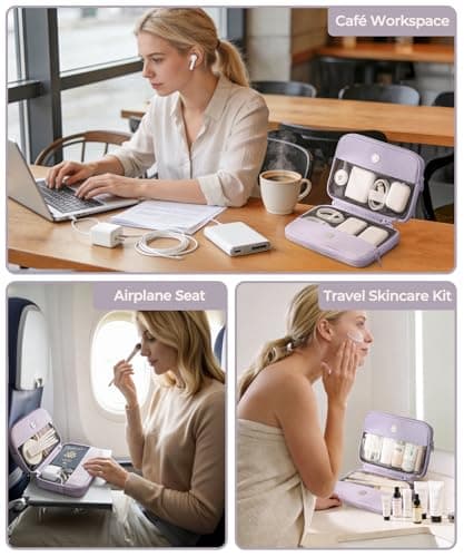 EPEDAL24 Preppy Makeup Bag, Rectangle Double Detachable Cosmetic Organizer, Clear Side Panel Portable Travel Pouches for In-Flight Essentials, Beauty & Tech Accessories, Gift for Women - Thumbnail 3