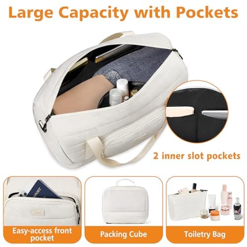 Weekender Bags for Women with Shoe Compartment, Travel Duffle with Toiletry Bag, Carry on Overnight Bag with Wet Pocket - Thumbnail 3