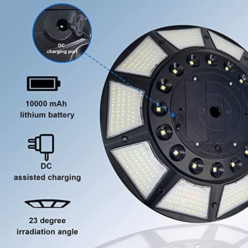 Solar Flagpole Light – 566 LEDs, 10,000mAh Battery, 32cm Solar Panel for 50% More Coverage, UFO Design for 15-25 ft Flagpoles, Ideal for Patriotic Displays & Outdoor Decoration - Thumbnail 2