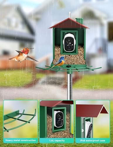 Osoeri Bird Feeder with Camera, Camera Bird Feeder for Outside, Solar-Powered, Smart AI Identify Birds, Auto Capture Video & Instant Arrival Alert, Ideal Gift for Family and Birdlover - Thumbnail 6