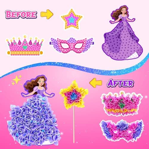 Gooidea 10PCS Poke Arts and Crafts for Girls Ages 4, 5, 6, 7, 8, 9, Classical Princesses Poking Art, Mess-Free DIY Craft for Kids DIY Creative Activities Pretend Play Toy Gifts for Kids Age 4-9 - Thumbnail 4