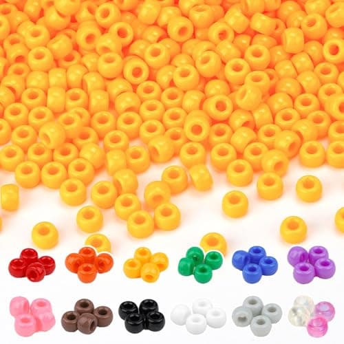 Dowsabel Yellow Pony Beads Bulk 1000 Pcs 6x9mm, Large Hole Kandi Hair Beads for Braids Bracelets, DIY Friendship Bracelets Necklaces Jewelry Making Crafts and Gifts - Image 1