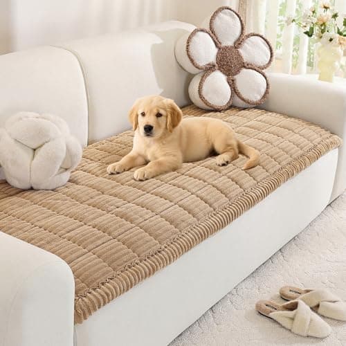 Royhom Couch Cover for Dogs Washable, Soft Thick Pet Couch Covers for Sofa, Pawcart Couch Protector Pet Friendly, Furniture Covers Dog Mat for Couches and Sofas (Khaki, 27.6 x 70.9 Inch) - Image 1