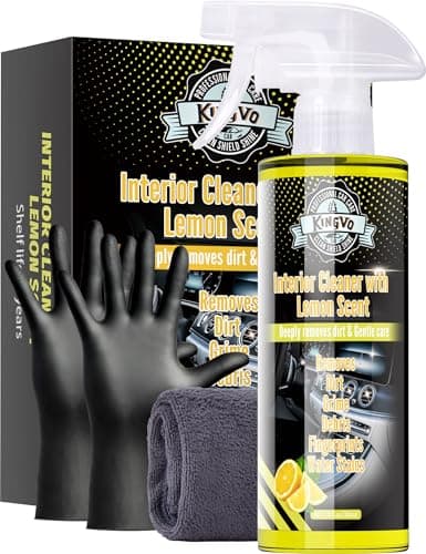 Kingvo Car Interior Cleaner, Interior Cleaner Carpet Dashboard Vinyl Sofa Leather Shiny Car Stuff Detailing Kit Cleaning Supplies,Lemon Scent