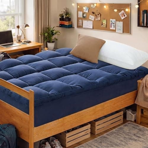 CYMULA Twin Mattress Topper, Cooling Mattress Pad Cover, Thick Pillow Top Topper for Mattress with 8-21 Inch Elasticated Deep Pockets, Plush Down Alternative Fill Mattress Protector - Image 1