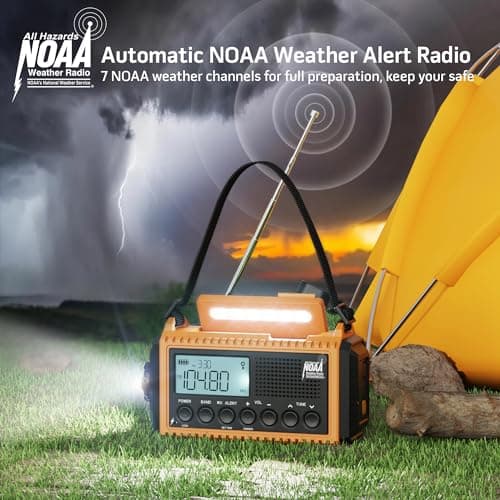 5000 Emergency Weather Radio with AM/FM/NOAA/SW, 5 Ways Powered Solar Hand Crank Alert Radio with LCD Display&SOS, Portable Radio with Cellphone Charger, Flashlight, Reading Lamp, Headphone Jack - Thumbnail 2