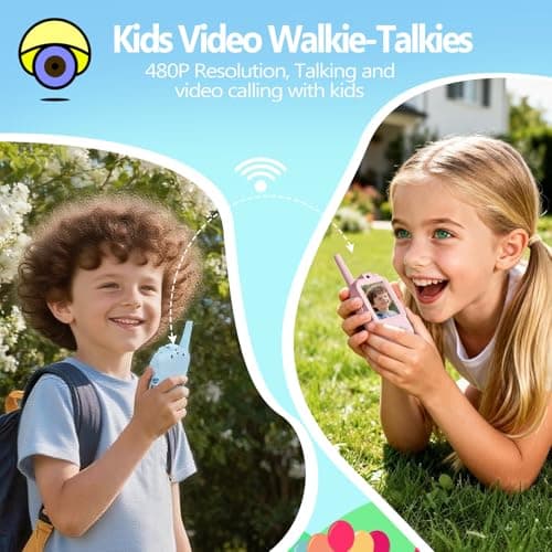 Video Walkie Talkies for Kids, Rechargeable Kids Walkies Talkies 2 Pack, Indoor Outdoor Toys for Game Party Camping, Christmas Birthday for Aged 3 4 5 6 7 8 9 Girls Boys,Blue&Pink - Thumbnail 2