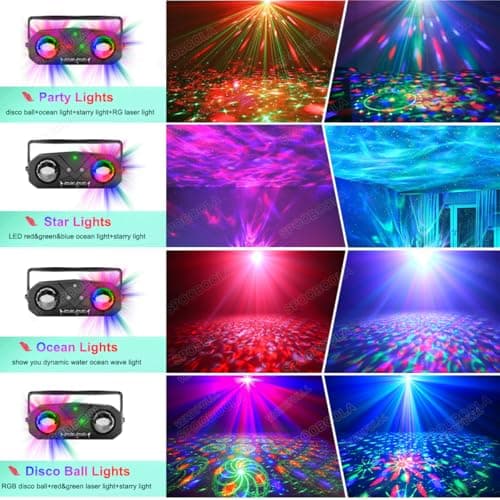 Disco Ball Light,Party Disco Strobe Ocean Star Projector Dj Dance Light Sound Activated with Remote Control Stage Rave for Parties Bar Birthday Wedding KTV Christmas Halloween Dancing Décor - Thumbnail 3