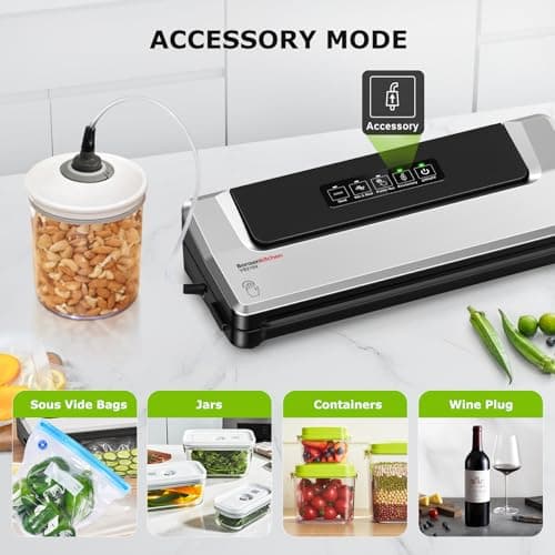 Bonsenkitchen Vacuum Sealer Machine | Compact Food Sealer for Kitchen Storage & Meal Prep | Multiple Modes​​ | External Vacuum System | 5 Bags, Silver​​ - Thumbnail 6