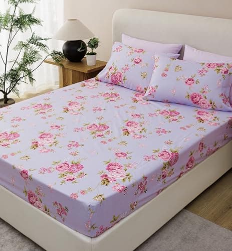 Spirit Linen home Twin Size Bed Sheets Set Deep Pockets - 6PC Floral Ultra Soft Microfiber Bed Sheets - Easy to Clean, 90 Thread Count Sheets Includes 1 Fitted, 1 Flat, 2 Pillowcases (Pink Lavender) - Thumbnail 3