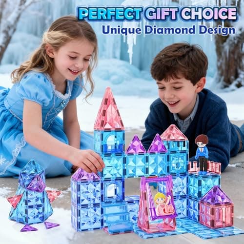 Coodoo Diamond Magnetic Tiles & Building Blocks — Princess Toys for Girls & Boys, Toddler Girl Gifts, 3 4 5 6 Year Old Gifts, Toys for Ages 3-8, 3 Year Old Birthday & Xmas Present - Thumbnail 6