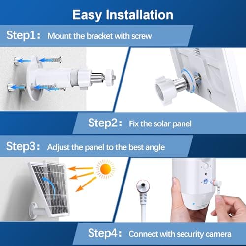 Solar Panel Charger for Ring Camera, Camcorder Solar Charger Compatible with Ring Stick Up Cam, Stick Up Cam Pro Battery, Spotlight Camera Plus Battery, Spotlight Cam Pro, 3W, 2 Pack - Thumbnail 6