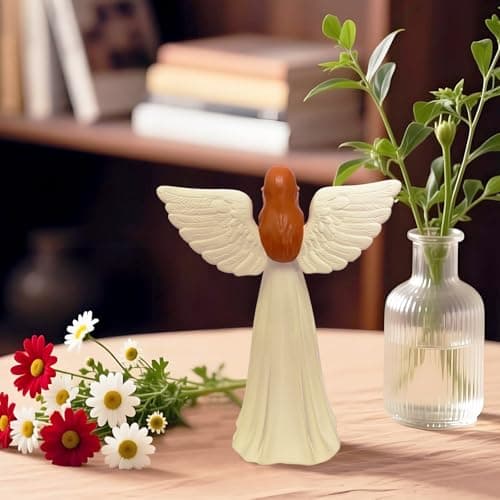 AURIFEROUS Angel Statue, Guardian Angel Figurine Handheld Flower for Women, Gift for Mothers Day, Birthday, Valentines Memorial & Sympathy, Home Decor Sculpture - Thumbnail 4