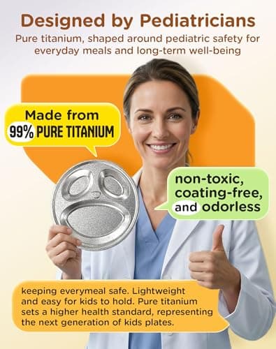 Titanium Kids Plates, Beyond Food-Grade Toddler Plates Naturally Hygienic Baby Plates Balanced Nutrition Smart Divided Portion Control Plate Non - Toxic Panda Shape Dishwasher Safe 3 Pack - Thumbnail 3