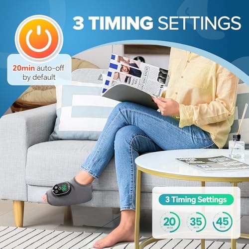 Cordless Foot and Ankle Massager for Pain Relief, FSA Eligible HSA, Rechargeable Foot Massager for Neuropathy Ankle Heating Pad Wrap with Massage for Circulation, 6Heat & 3Vibration Levels&Timer(Grey) - Thumbnail 4