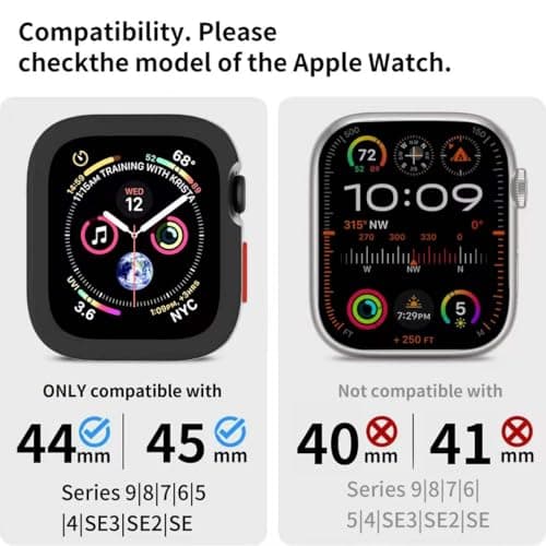 SDOCEBF Slim Flexible TPU Shockproof Watch Bumper, Rugged Case for Apple Watch Series 9/8/7/6/5/4/SE3/2/1 44mm/45mm, Gift-Ready for Every Celebration, Black - Thumbnail 6