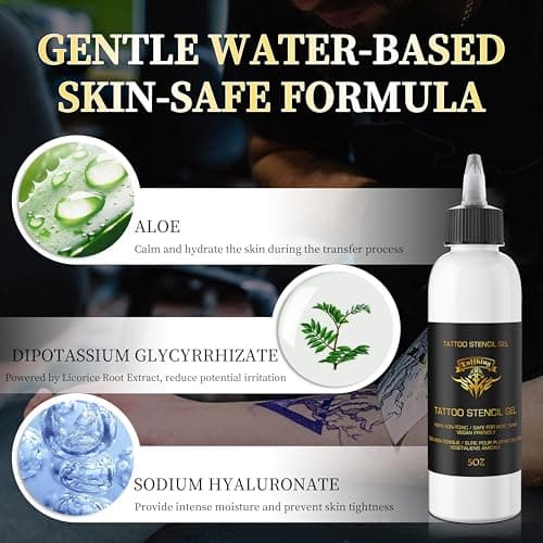 Tattoo Stencil Transfer Gel, 2PCS 5oz/Bottle Professional Tattoo Application Solution for Machine Stencils Paper, Stencil Stuff for Beginners Artists Tattooing Supplies, Clear & Long-Lasting (white) - Thumbnail 3