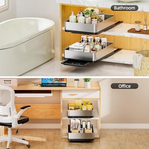 Ewaiira Pull Out Spice Rack Organizer for Cabinet 12.6" Wx16.5 D, Heavy Duty Slide Out Pantry Shelves, Stainless Steel Sliding Cabinet Drawers, Pull Out Narrow Organizer for Kitchen Cabinets, 1 Pack - Thumbnail 3