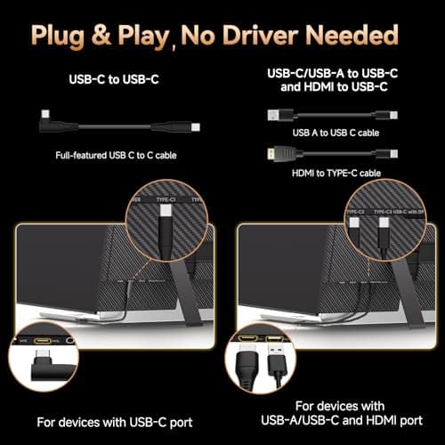15.3" Laptop Screen Extender, Ultra-thin Portable Monitor FHD 1080P IPS, Dual Screen Extra Travel Monitor for Laptops 13-17" with USB-C/HDMI Port, Plug & Play for Windows/Mac/Android/Switch/PS - Thumbnail 6